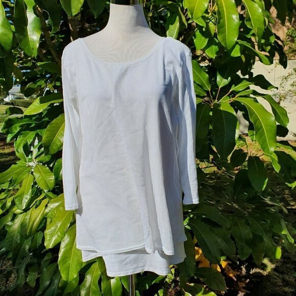 Cut Loose Lagenlook 3/4 Sleeve Split Back Top L - Picture 2 of 8